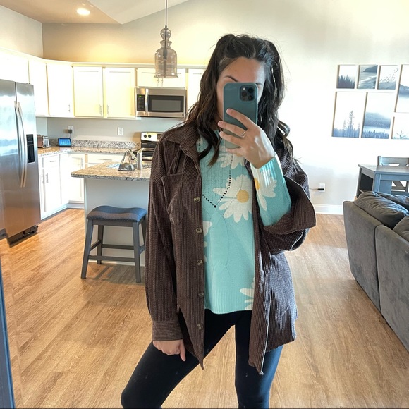 Daisy Girl Distressed Aqua Sweater - Picture 5 of 9